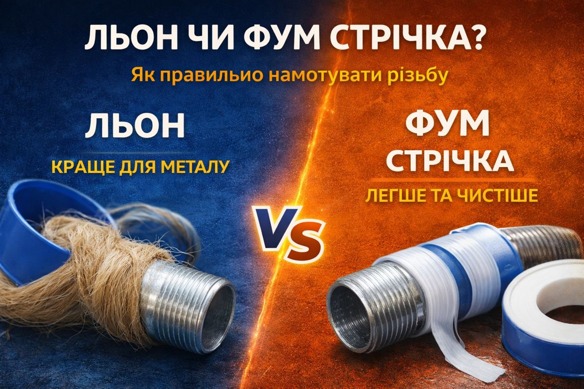як намотувати льон і фум стрічку на різьбу порівняння