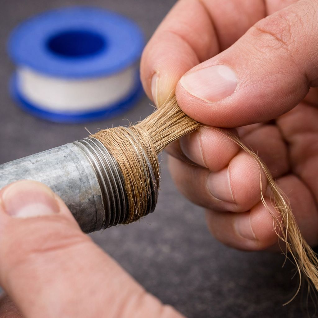 намотування льону на різьбу