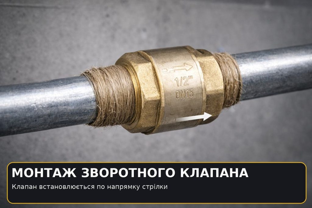 як встановити зворотний клапан на трубу